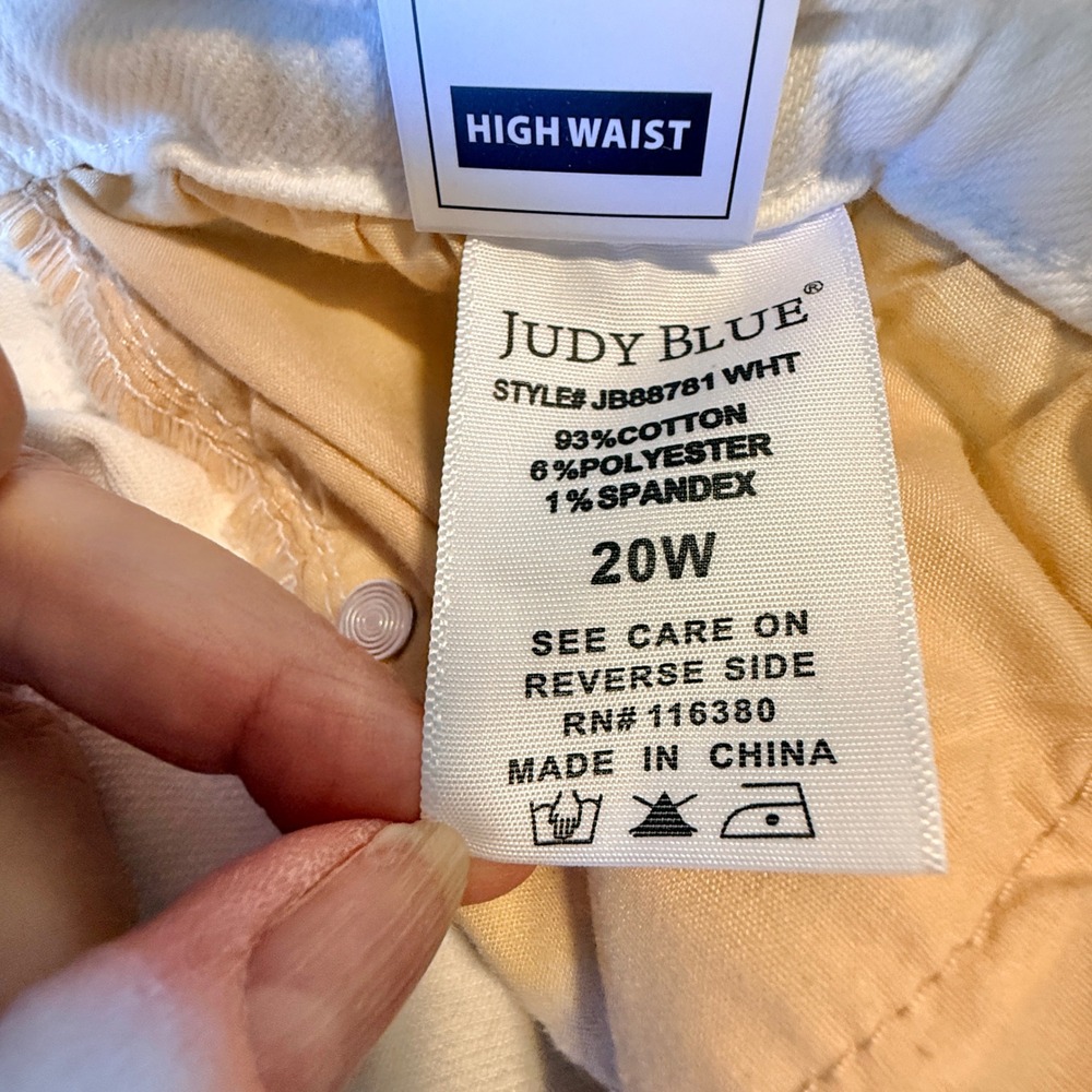Judy Blue White Wide Leg Jeans Size 20W NWT High Waist Braided JB88781 - Picture 4 of 10